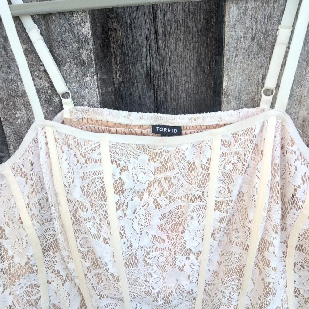 Torrid Lace Corset Smocked Back Crop Top Women's Women's 4X